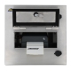 Carcasa para impresoras de sobremesa inox cerrada con trampilla abierta y Zebra ZD421, vista frontal