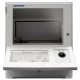 Vista frontal de un armario PC IP54 antipolvo con teclado industrial integrado