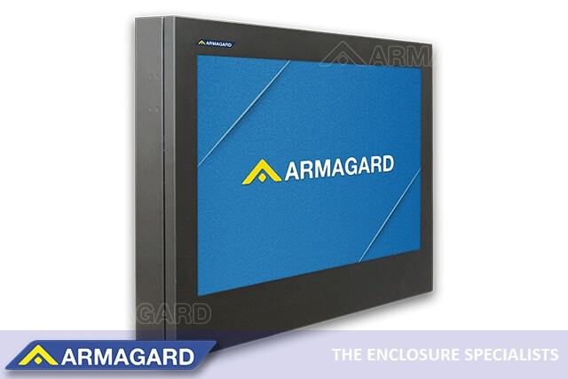 Carcasa de Armagard para señalización digital para aeropuertos resistente a la intemperie