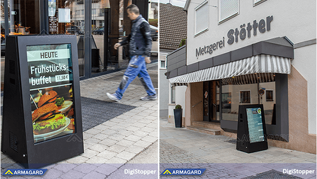 carteles digitales portátiles para exteriores DigiStopper de Armagard